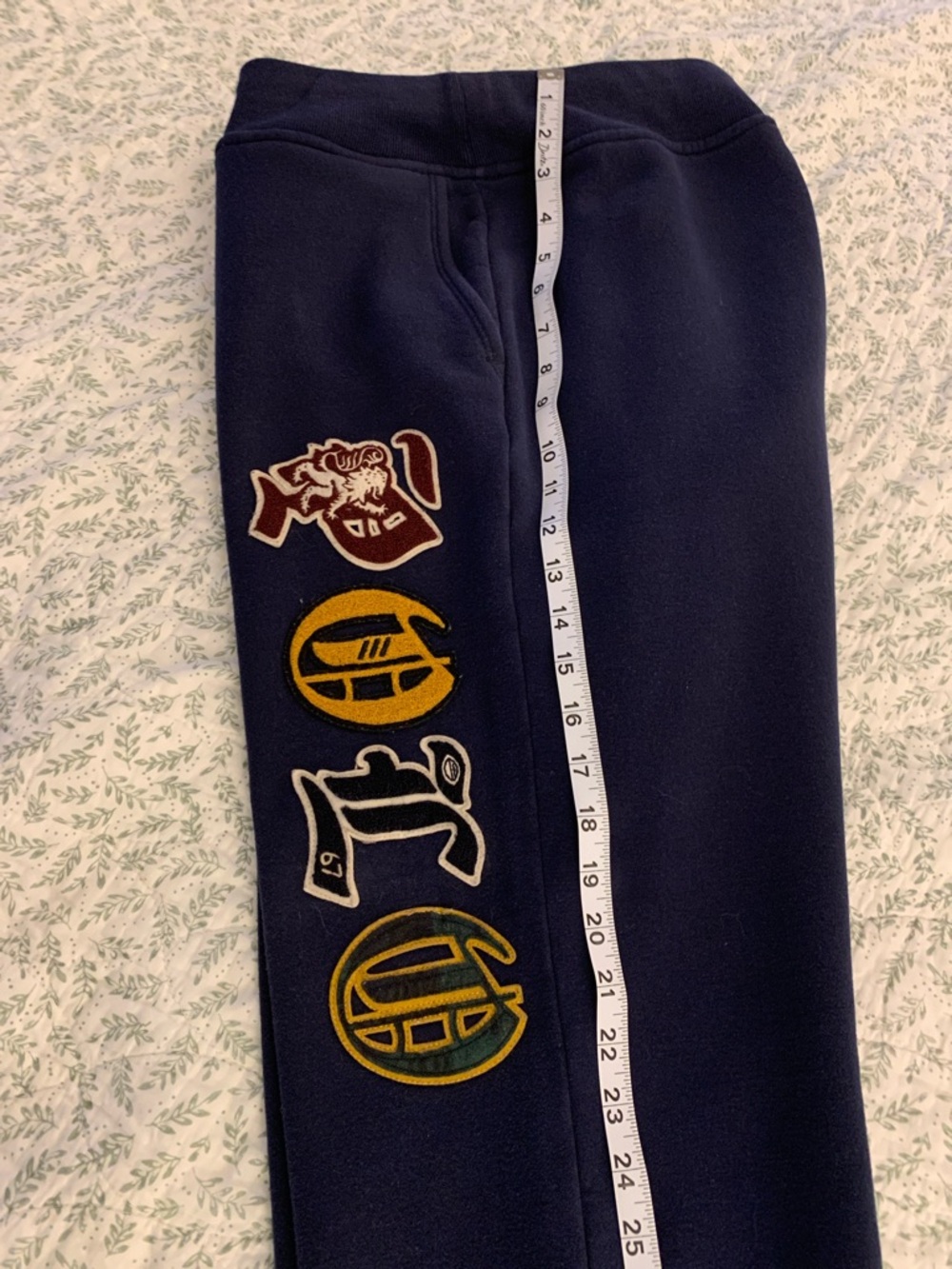 POLO RALPH LAUREN men’s XL navy collegiate sweatpants with emblems